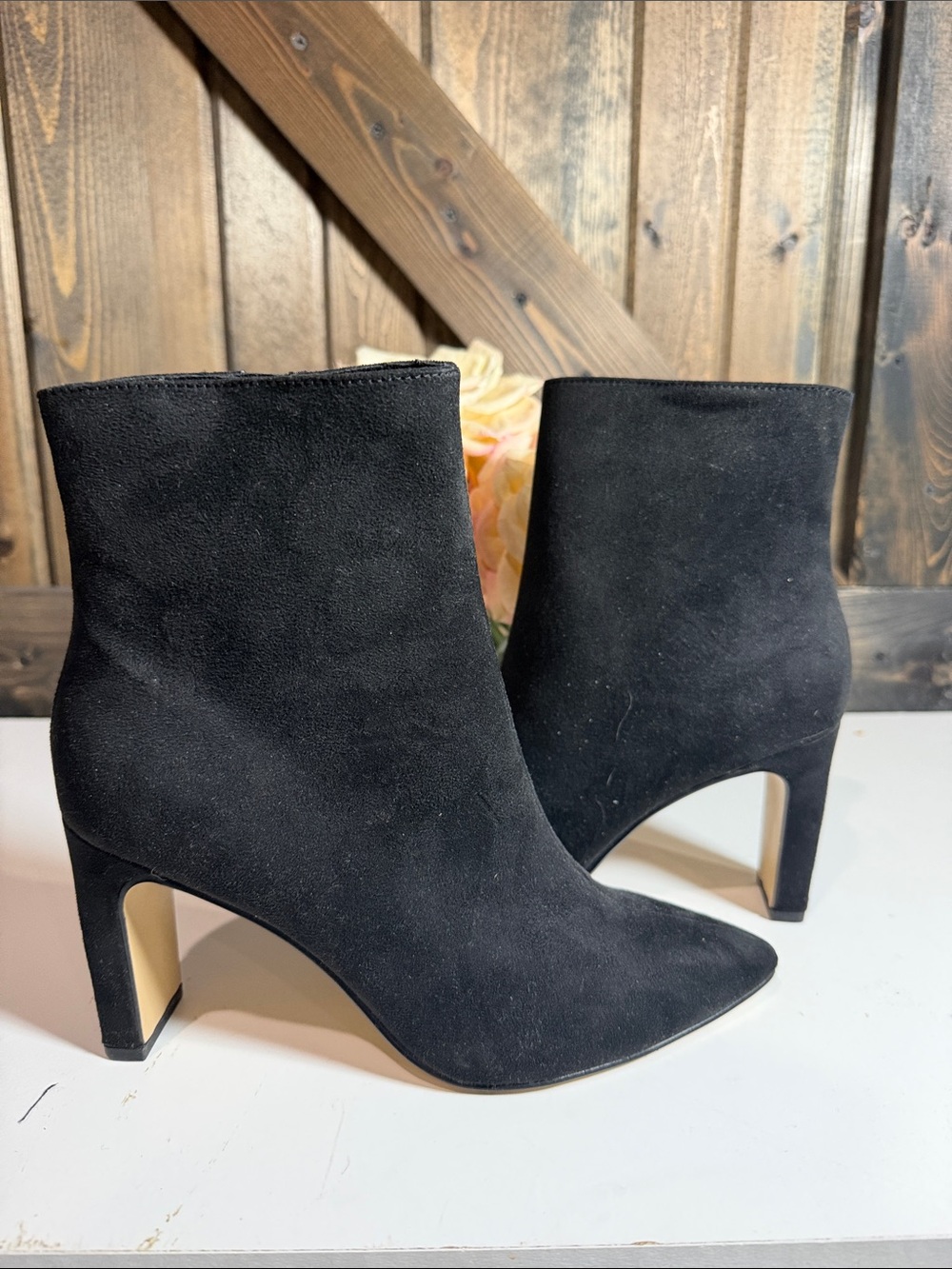 Chinese Laundry Black Suede Pointed Ankle Booties